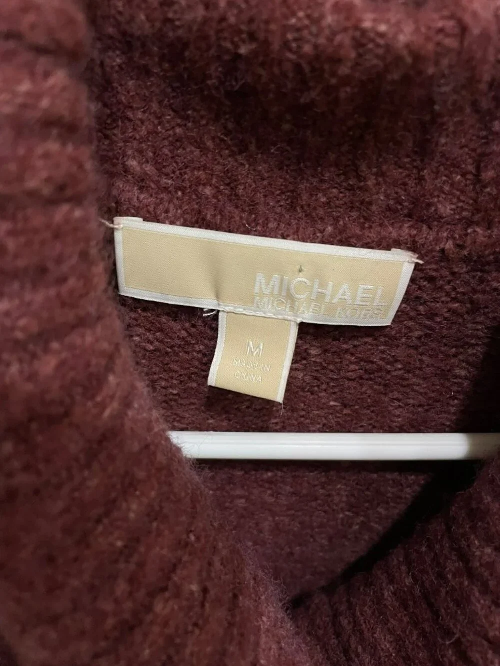 Michael Kors Burgundy Hi-Low Turtleneck Sweater Women’s M/L Oversized Wool Blend